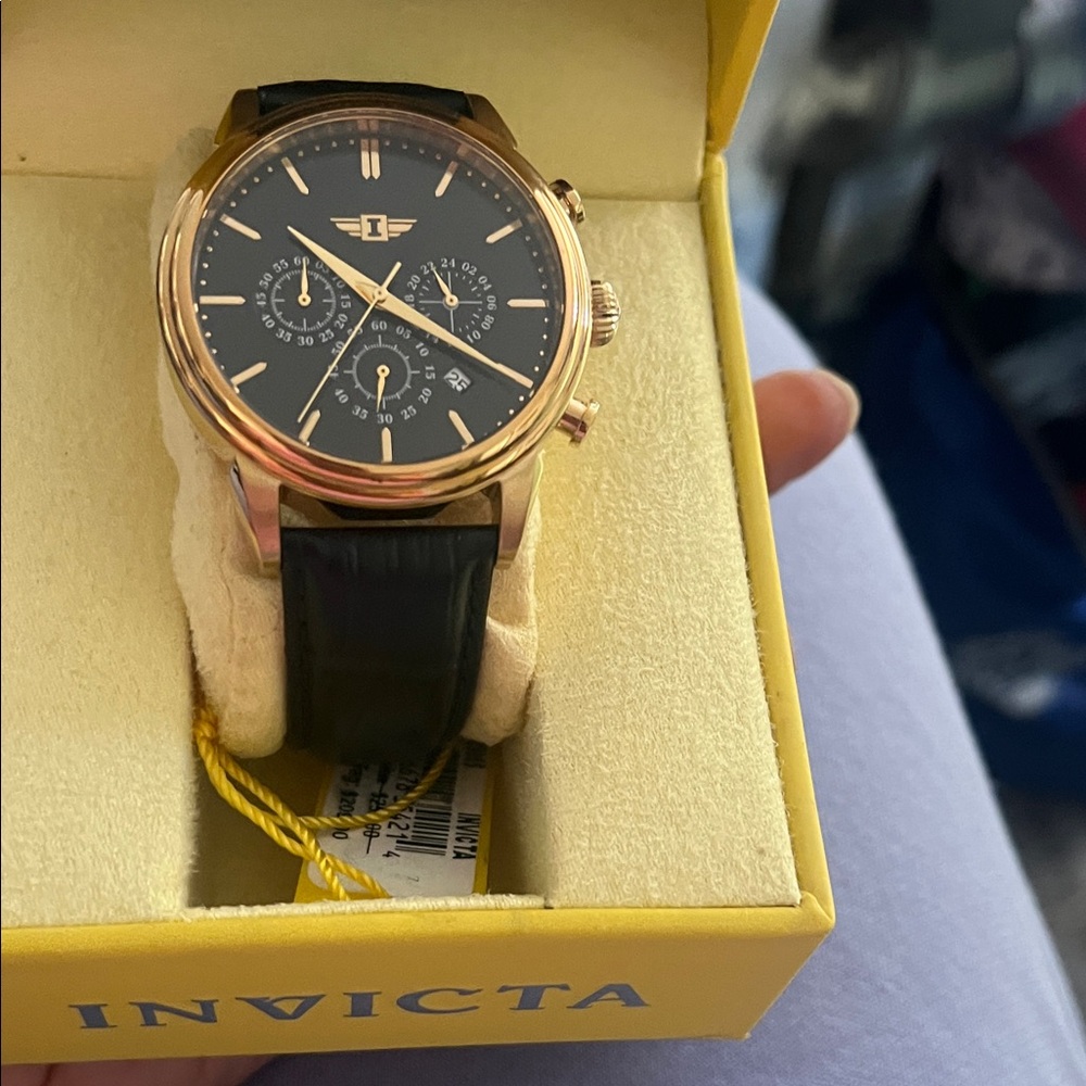 Invicta Rose Gold and Black Chronograph Watch